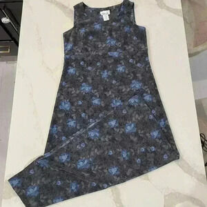 Vintage 90s Lisa Jo Sleeveless Blue Floral Maxi Dress Womens Size 13/14 Tie Back